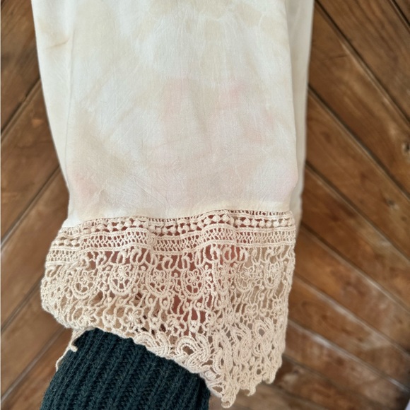 Free People Intimately XS white midi dress lace boho hand tie dyed - Picture 8 of 10